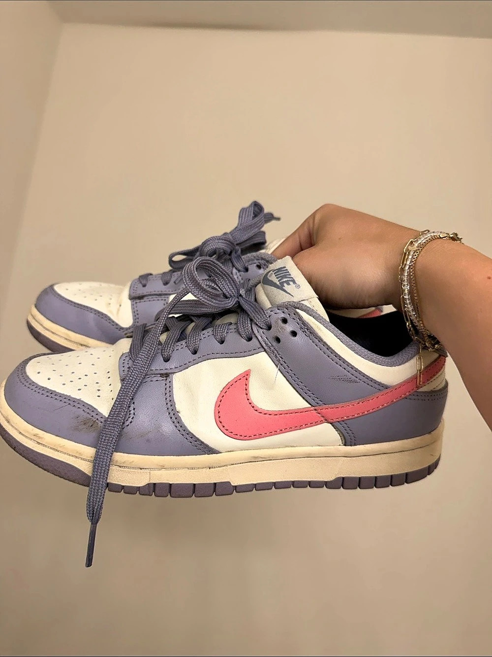 Nike Dunk Low Medium Ash Pink Foam Sneakers in Purple & Pink